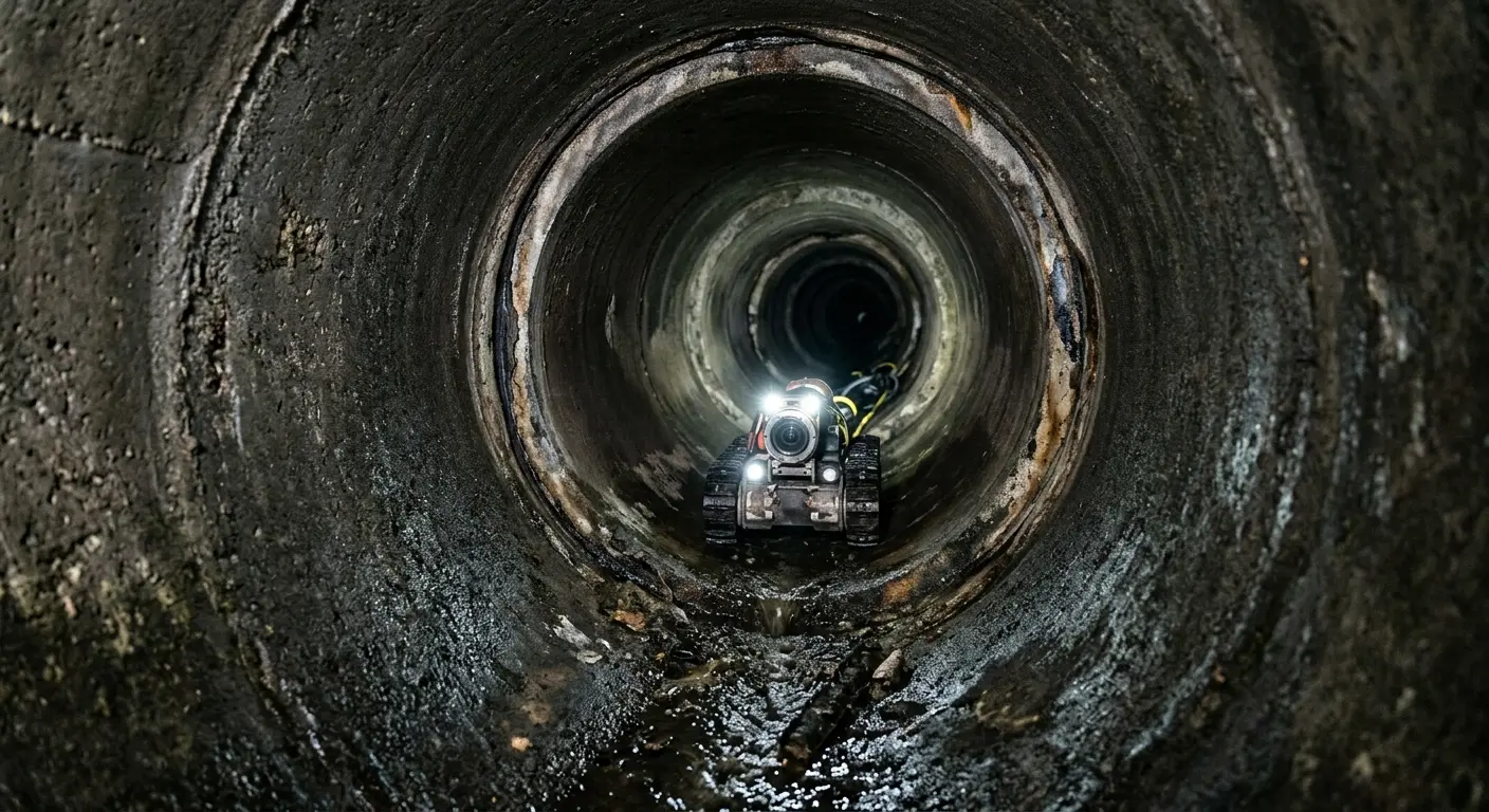 Robotic sewer camera inspecting pipe interior for Drain Snake Service in Winslow